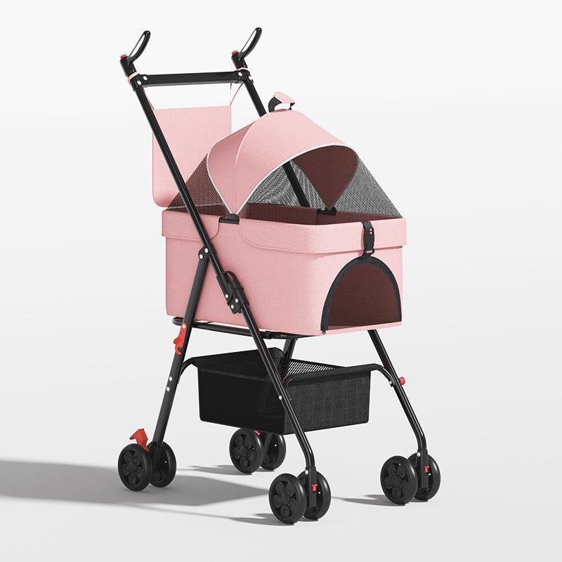 GVBB Compact Foldable Pet Stroller for Cats and Dogs - Lightweight, Detachable Design for Easy Travel.