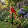 Backyard Patio Decorations Red Bird Garden Stake, Metal Cardinals Yard Art 2D Weather Resistant Lawn Flat Flowers Decoration for Outdoor Flower