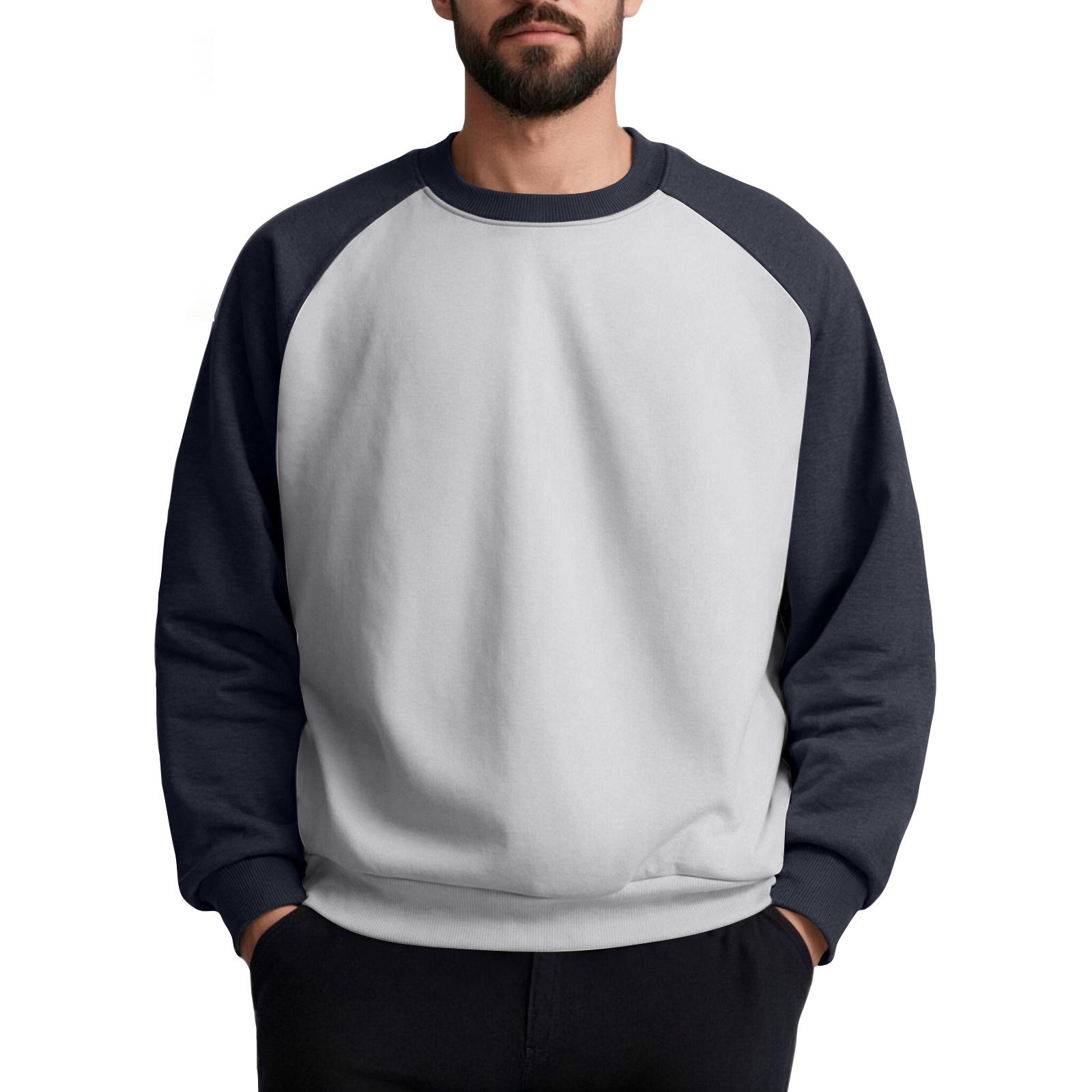 

Unisex Colorblock Round Neck Pullover Top Raglan Sleeve Long Sleeve Sweatshirt XXXL тёмно-синий