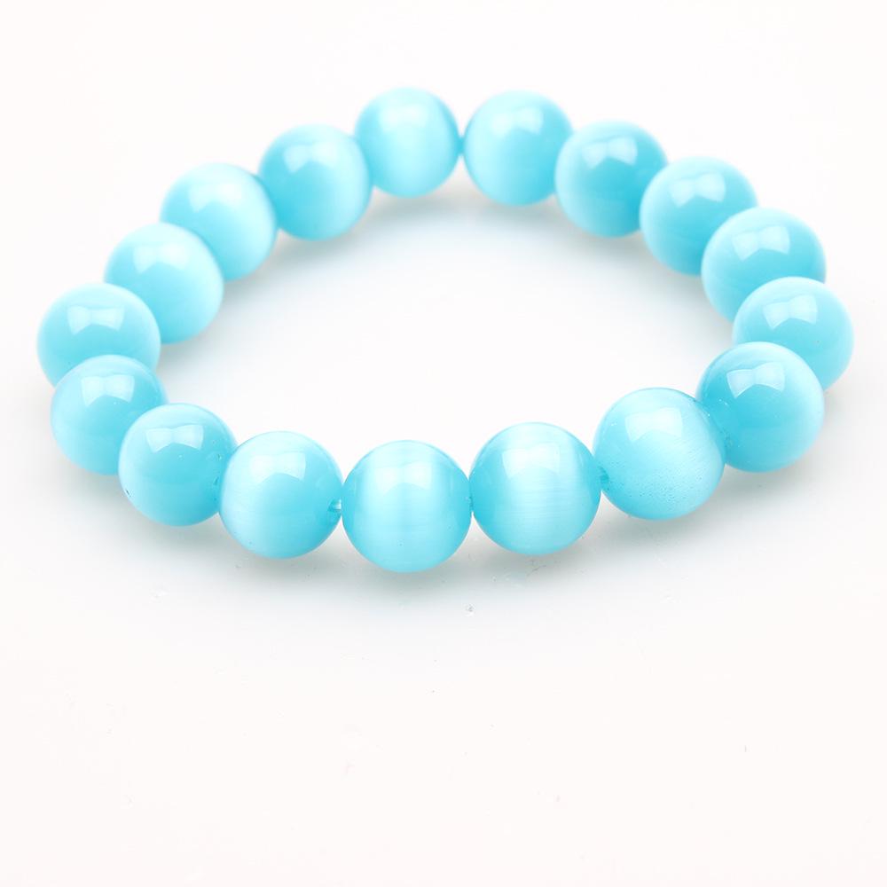 

Браслет «Кошачий глаз» небесно-голубого цвета: Круглые бусины, Летние кристальные украшения для женщин и мужчин