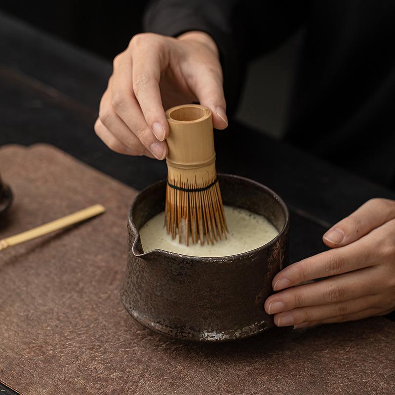 Ancient Pottery Bamboo Rhythm Tea Set Complete Set Retro Tea Brush Japanese Matcha Set Kit Green Tea- Powder Tea Ordering Tools