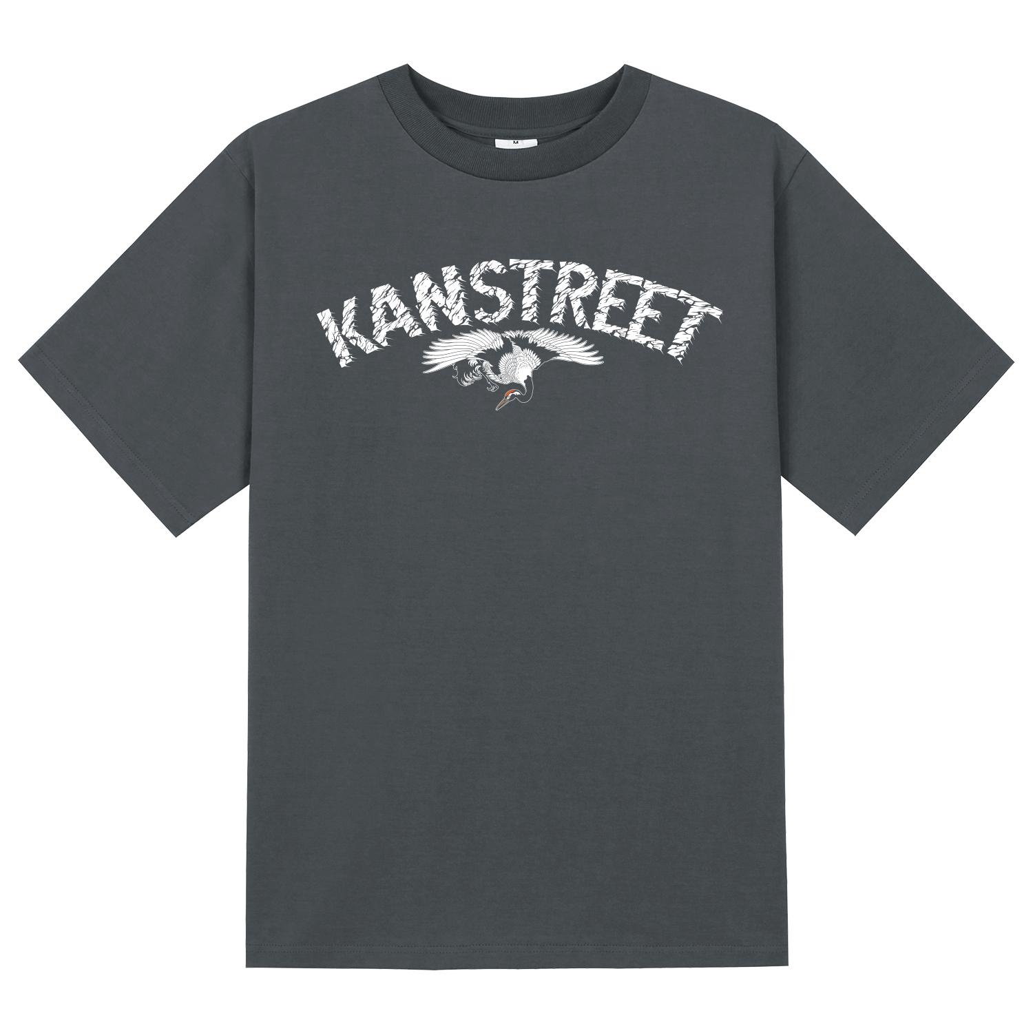 Khan 6312 Ktg0173 Lettering Auspicious Short Sleeve T-Shirt - Gray Gray/L