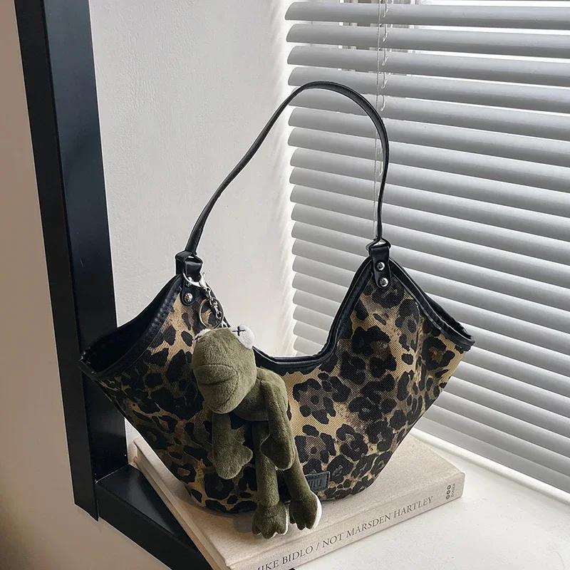 

Винтажная сумка с леопардовым принтом для женщин, вместительная сумка через плечо для работы и поездок на работу, новый осенний модный тренд