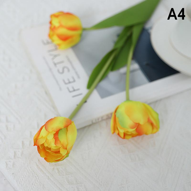 Simulation 3 Silk Tulips Home Living Room Dining Table Wedding Halloween Decoration Artificial Flowers Fake Flowers Fake Plants