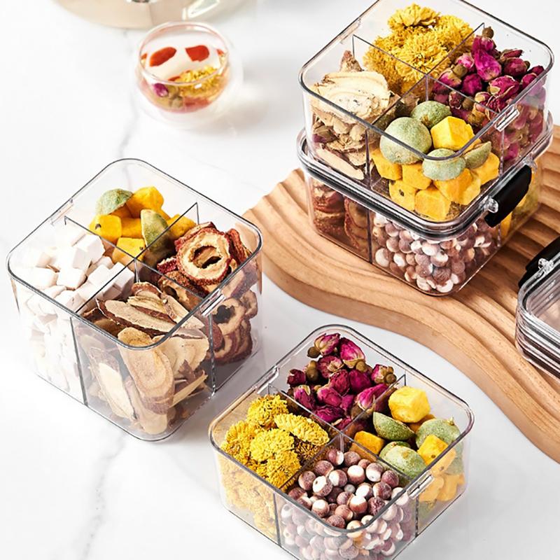 Divided Plastic Food Storage Containers Clear Organizers With Airtight Lids Seal Jar For Snacks, Dried Fruits Home Items