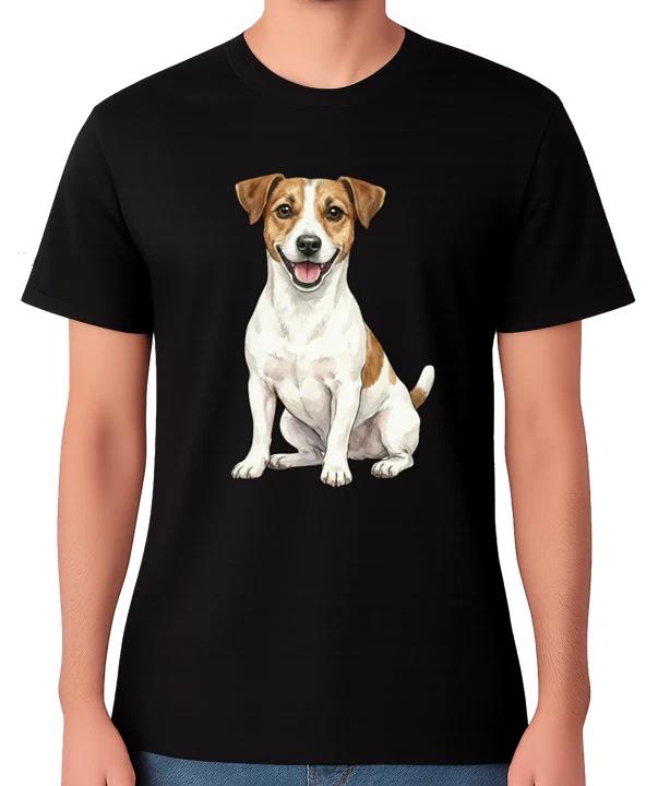 Jack Russell Terrier T-Shirt Cute Dog Sitting Portrait Unisex Tee L