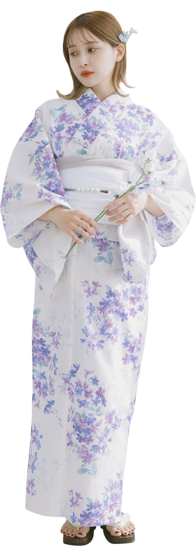 

Dita Юката Мелкий цветочный Легко надевать Свободный от ветра Женский набор из 5 предметов, Синий, Фиолетовый, Белый, Акварель, Принт, Прозрачный, Простой, (Летний перезвон,