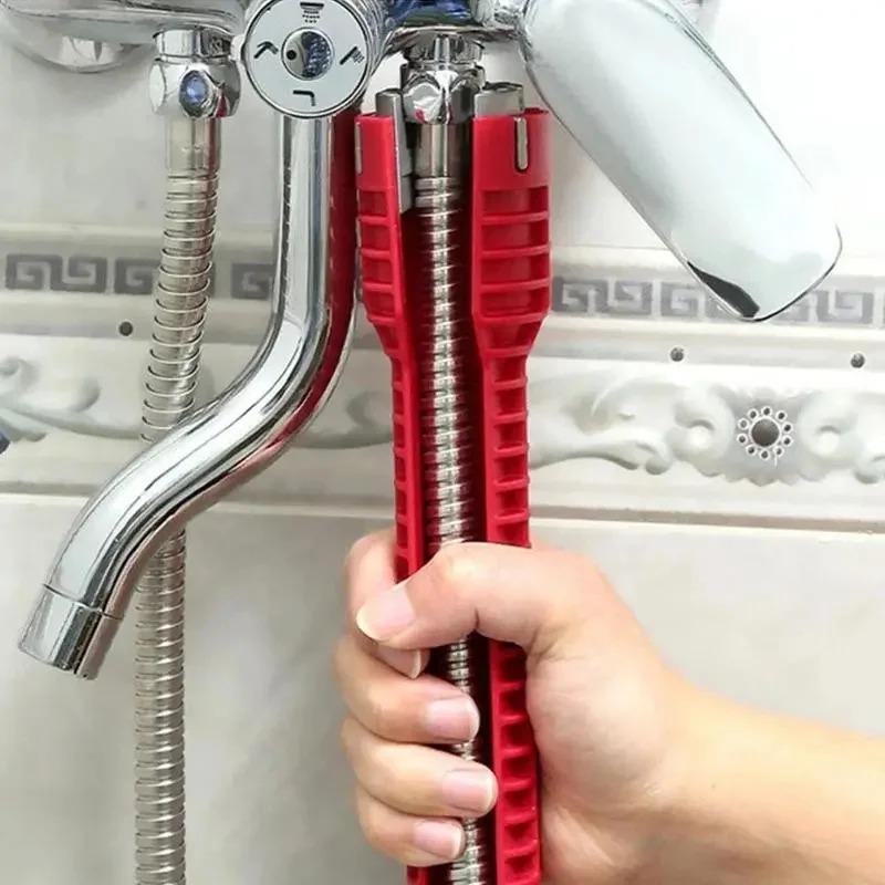 Nastavitelný klíč na umyvadlo 8 v 1 Vodovodní dřezový žlab Kohoutek Matice Nástroj na kohoutek Klíč do koupelny Koupelnový klíč, nástroj pro instalaci sanity, domácí použití