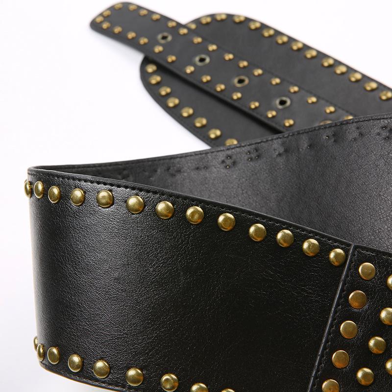 Retro Punk-stil perlebelte med uregelmessige maljer - Hot Girl Trend All-Match hult bredt belte