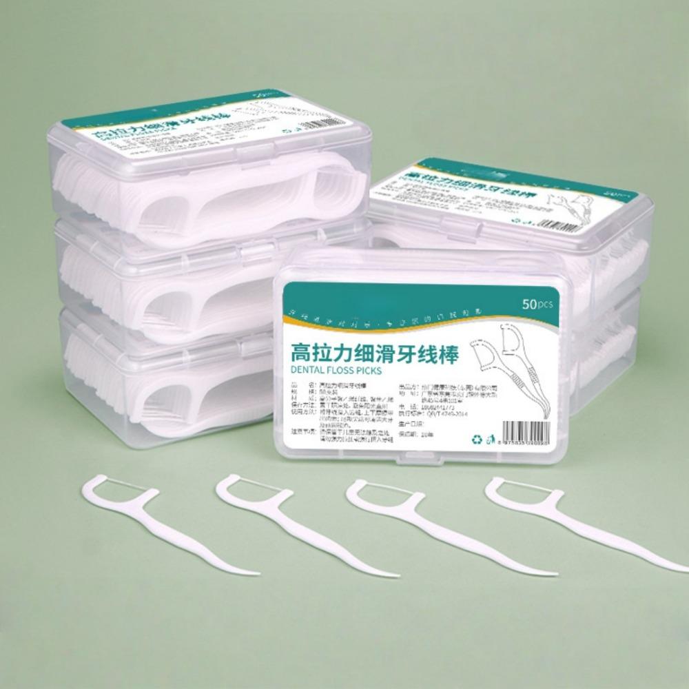 150/50pcs Ultra-fine Polymer Dental Floss Stick Portable Disposable Plastic Toothpick Dental Floss for Oral Dental Cleaning PICK