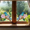 Double-Sided Transparent Window Sticker: Colored Flower & Bird Corner Glass Film with Adhesive
