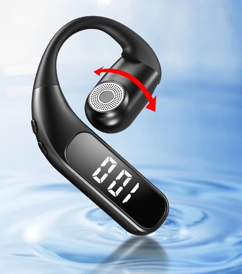 Bluetooth Wireless Stereo Ear-Hook Headset with Digital Display - Universal Fit