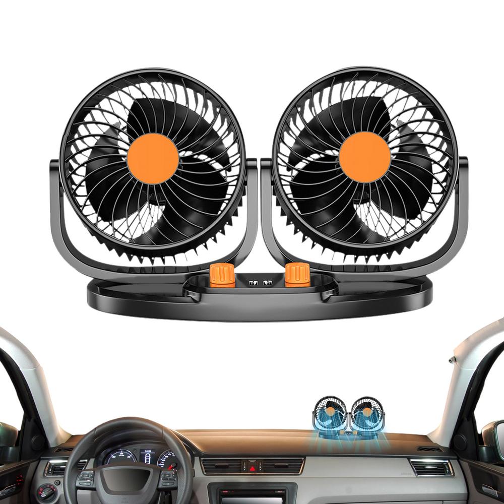 Double Head Car Fan Double Head Vehicle Fan 24V Adjustable Dashboard Cooling Device With Strong Wind Low Noise Design For Indoor