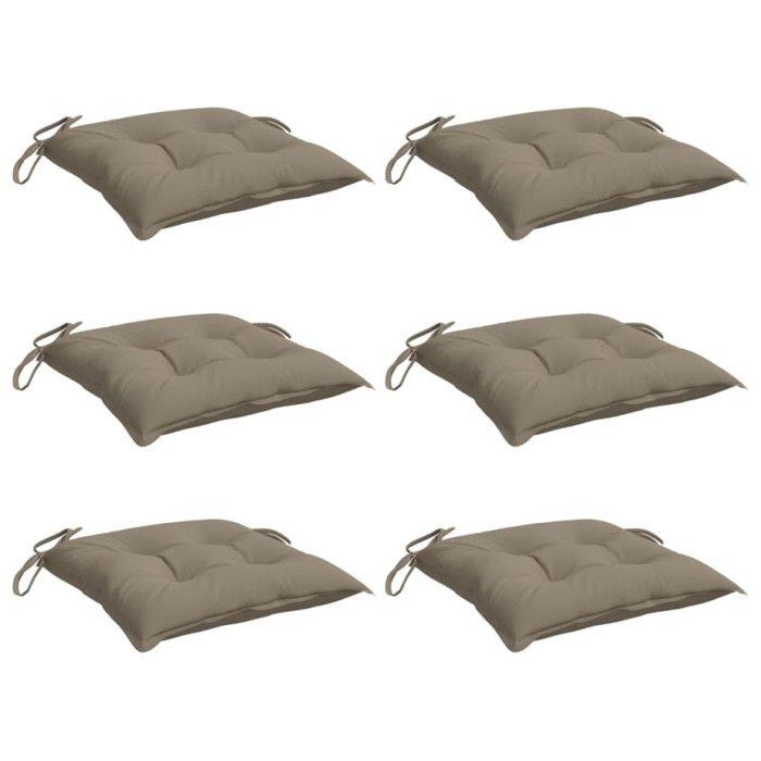 VidaXL Lot de 6 Coussins de Palette, Galette de Siège Imperméable, Coussin de Jardin, Décoration d'Extérieur Terrasse, Taupe 361533
