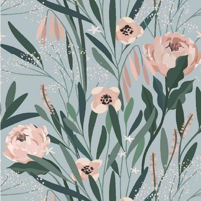 1pc Pink Flower Green Leaf Peel And Stick Wallpaper Self Adhesive Watercolor Design Waterproof Removable Contact Paper for Walls