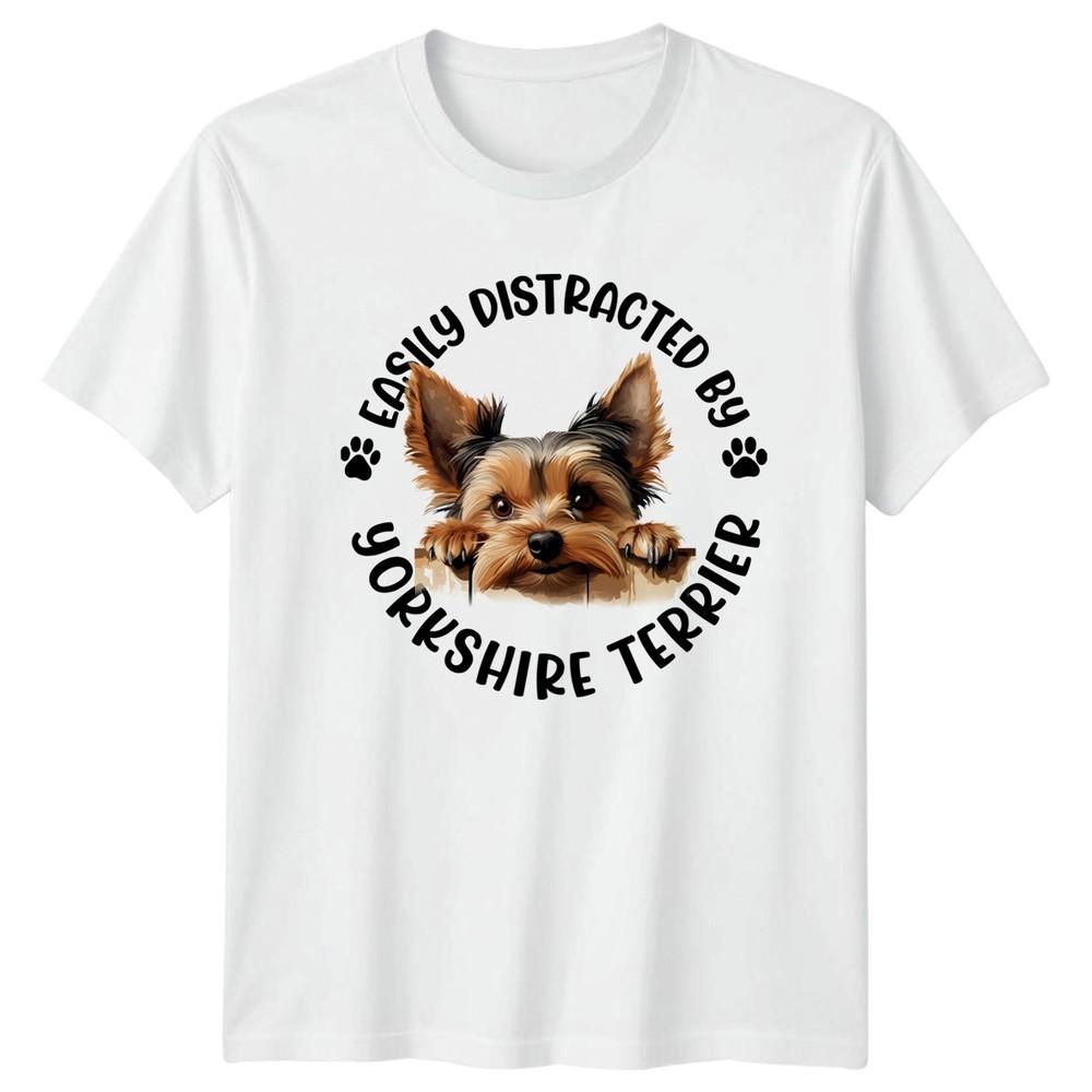 Easily Distracted By Yorkshire Terrier Unisexs TShirt Unisexs Tee Graphic Top S