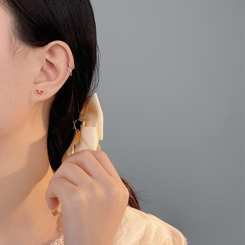 Neue Ohrringe im chinesischen Stil Rot Ruyi Xiangyun für Damen Ohrringe im neuen chinesischen Stil