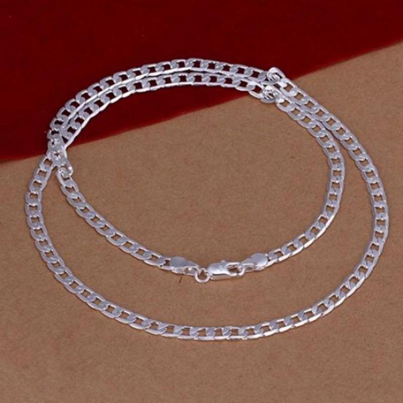 Mode Unisex 4mm Zijwaarts Platte Ketting Halsketting Sieraden Cadeau