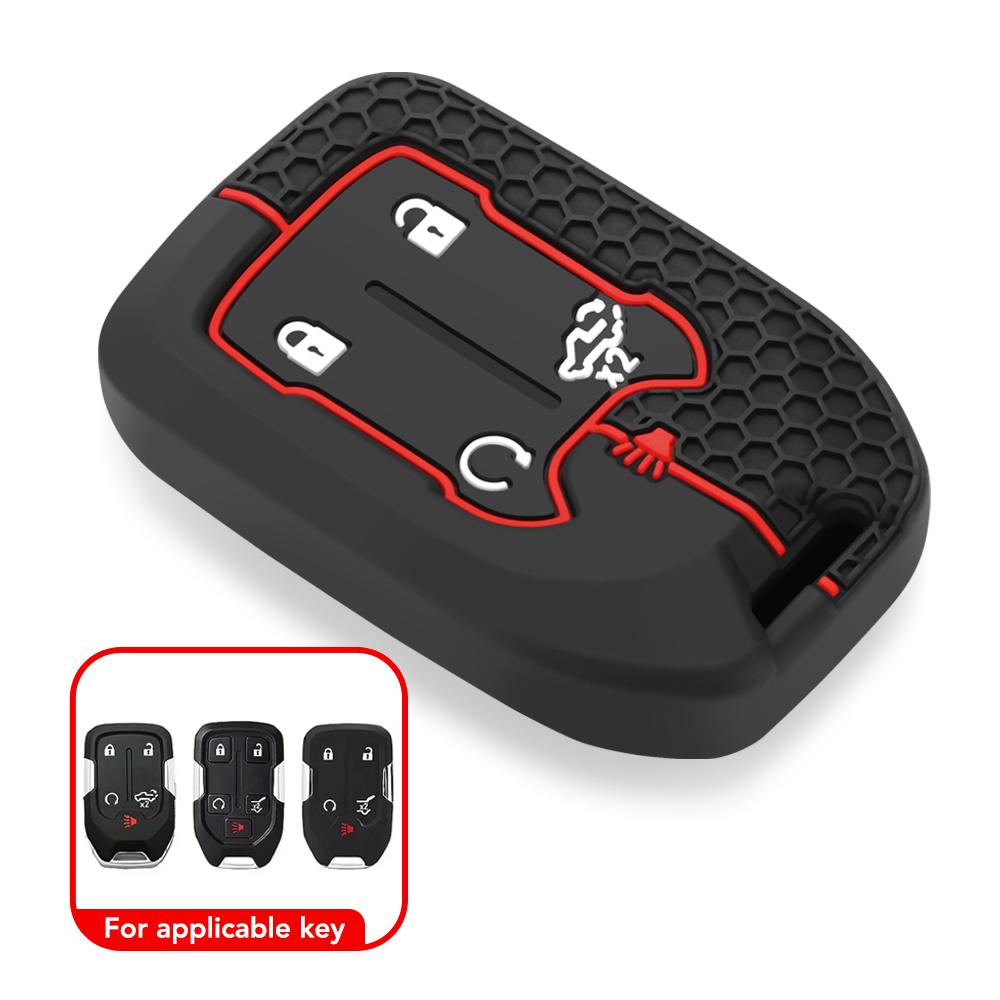 Silikon-Autoschlüsselabdeckung, Schlüsselanhänger für Chevrolet Suburban Silverado GMC Terrain Yukon Tahoe Sierra Smart Autozubehör Schlüsselanhänger