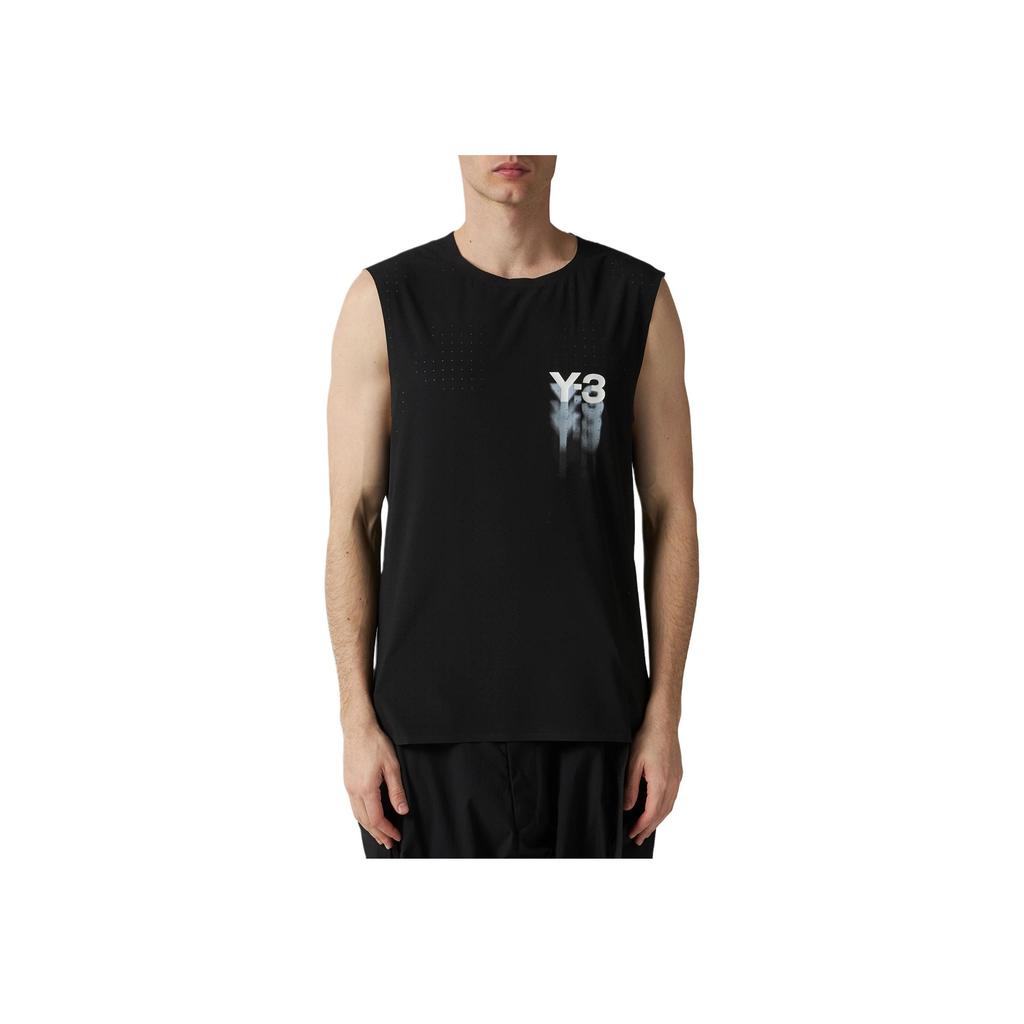 Y-3 Lockeres ärmelloses Tanktop mit Rundhalsausschnitt für Herren, Oberteile, Schwarz IN8745