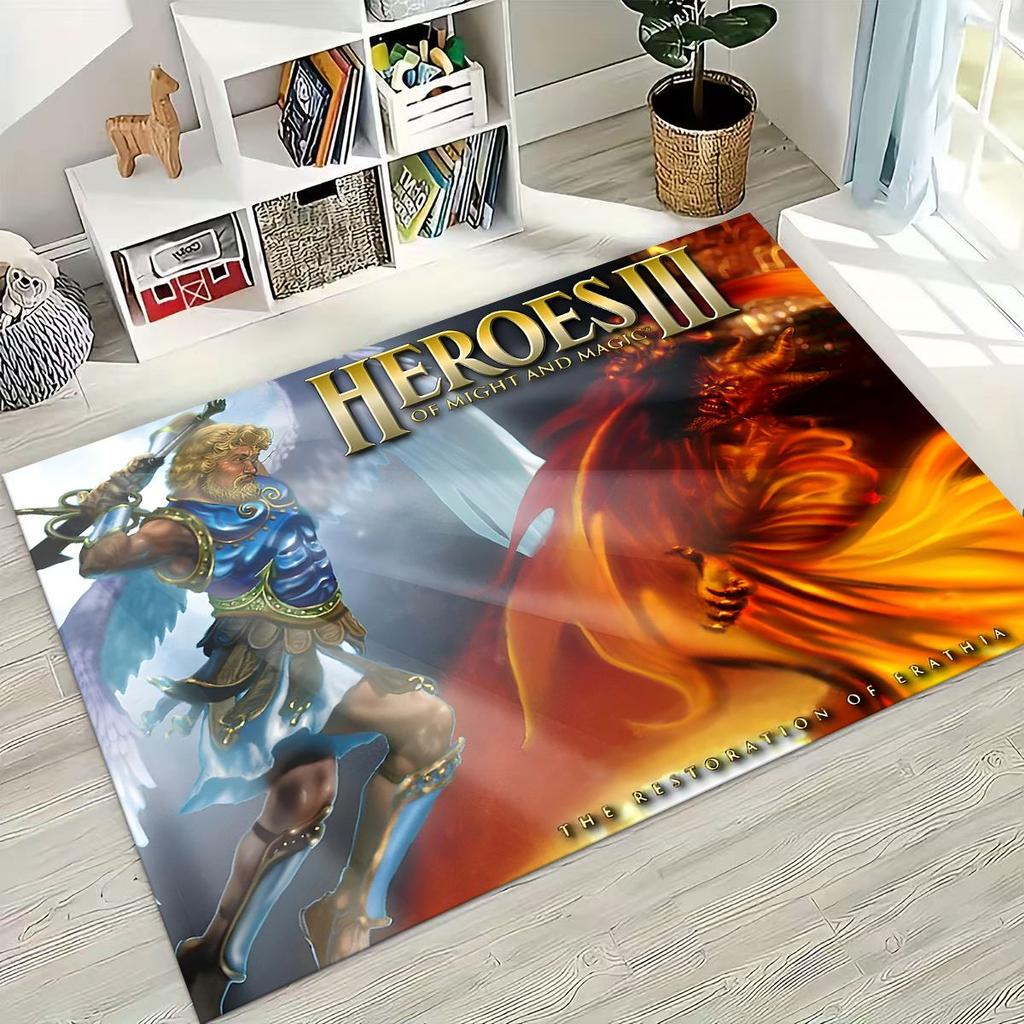 Retro Heroes of Might and Magic Map Games Art Rug for Bedroom Living Room Sofa Home Doormat Decor,Large Kids Non-slip Floor Mat