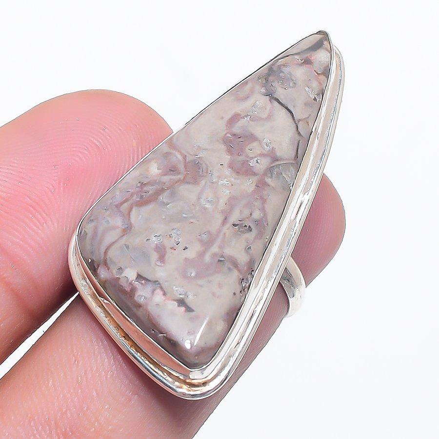 Rhodochrosite Gemstone 925 Sterling Silver Jewelry Ring Size Adjustable