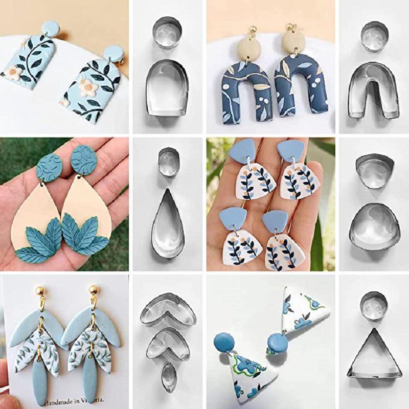 126-Piece DIY Polymer Clay Earring Kit: Stainless Steel Cutters, Earring Cards, Ear Hooks & Geometric Shapes
