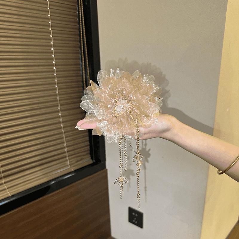 Flower Tassel Hair Clip For Women Girls Shark Ponytail Clip Headdress Temperament Headwear Hair Accessories Gifts