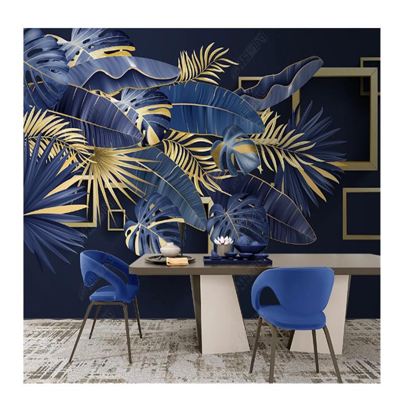 

Скандинавские Тропические Растения Настенная Роспись Легкая Роскошь 3D Синие Обои для Гостиной ТВ Фон Обои Домашний Декор 200 cm(W) x 140 cm(H)