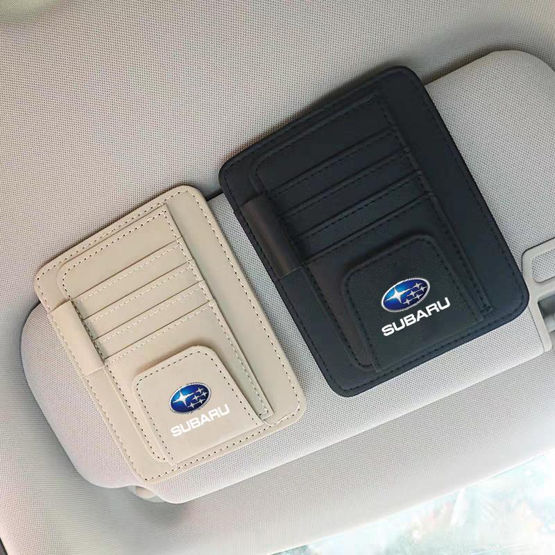 Car Sun Visor Organizer Storage Bag Card Sunglasses Clip For Subaru Forester Tribeca STI WRX BRZ Outback Crosstrek Smart Legacy rgw1