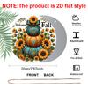 2D Flat, 1pc Round Waterproof Aluminum Hanging Sign, Vintage Welcome Fall Stacked Teal Orange Pumpkin Sunflower Bow Print, Farmhouse Metal Plaque