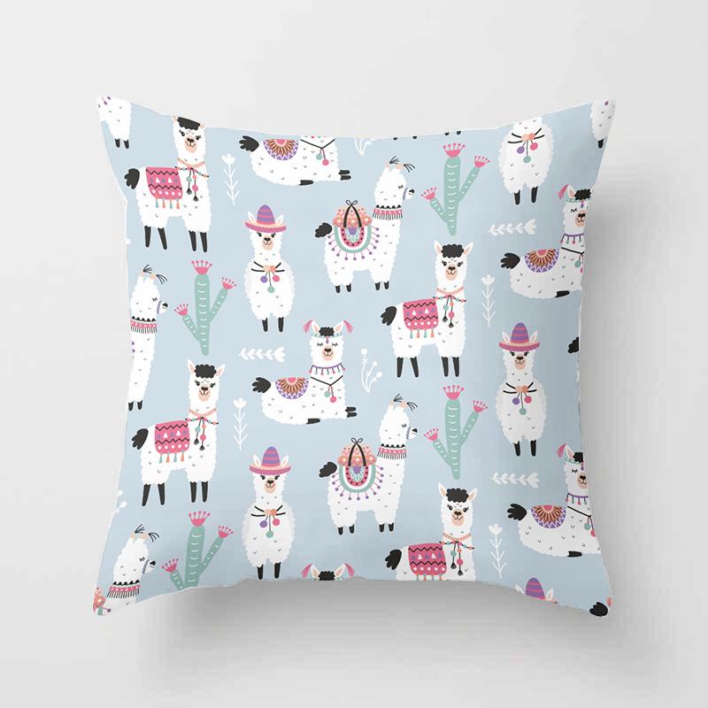 Cute Cartoon Printed Pillowcase Alpaca Decorative Home Sofa Office