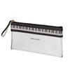 Pencil Case with Clear Can Also Be Used As a Pouch Piano-patterned Leather-look Lining, (black)