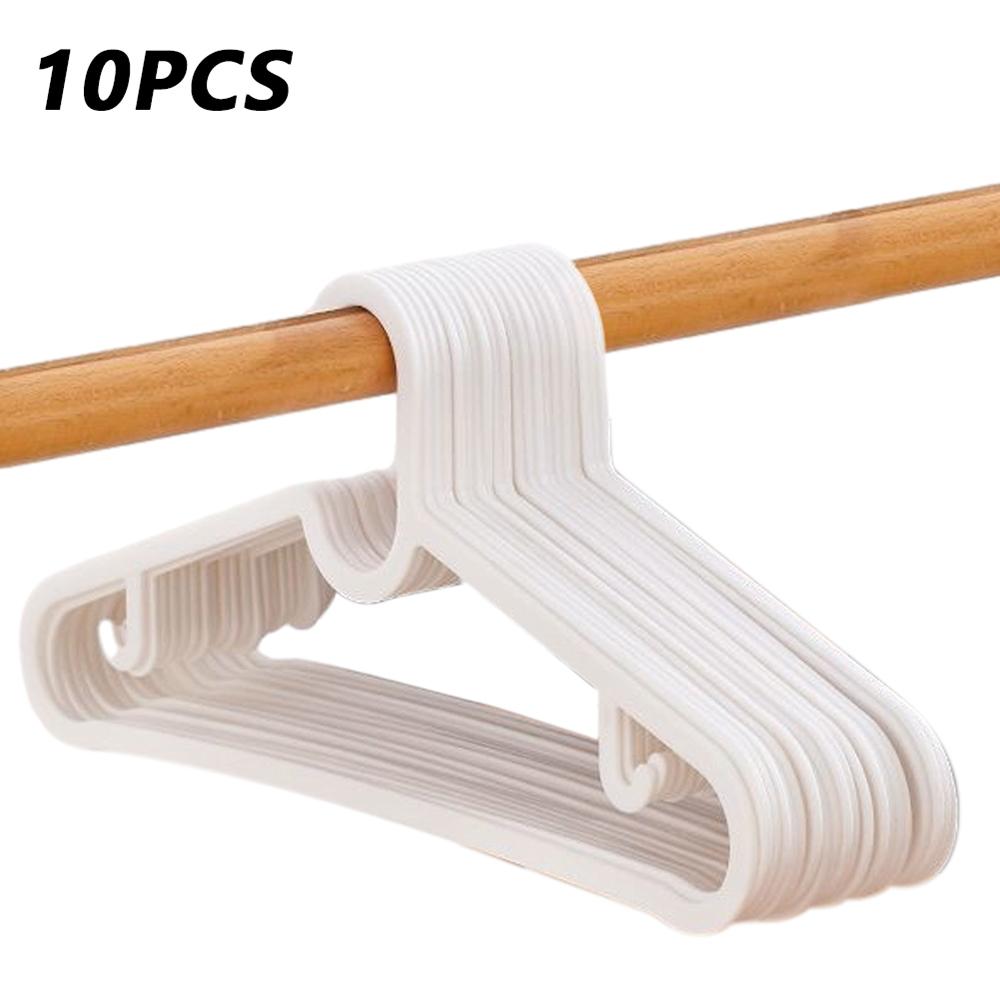 10 Pcs Plastic Hangers,Clothes Drying Hanger With Hooks,Space Saving Anti-Slip Laundry Racks,For Household Wardrobe Organizer