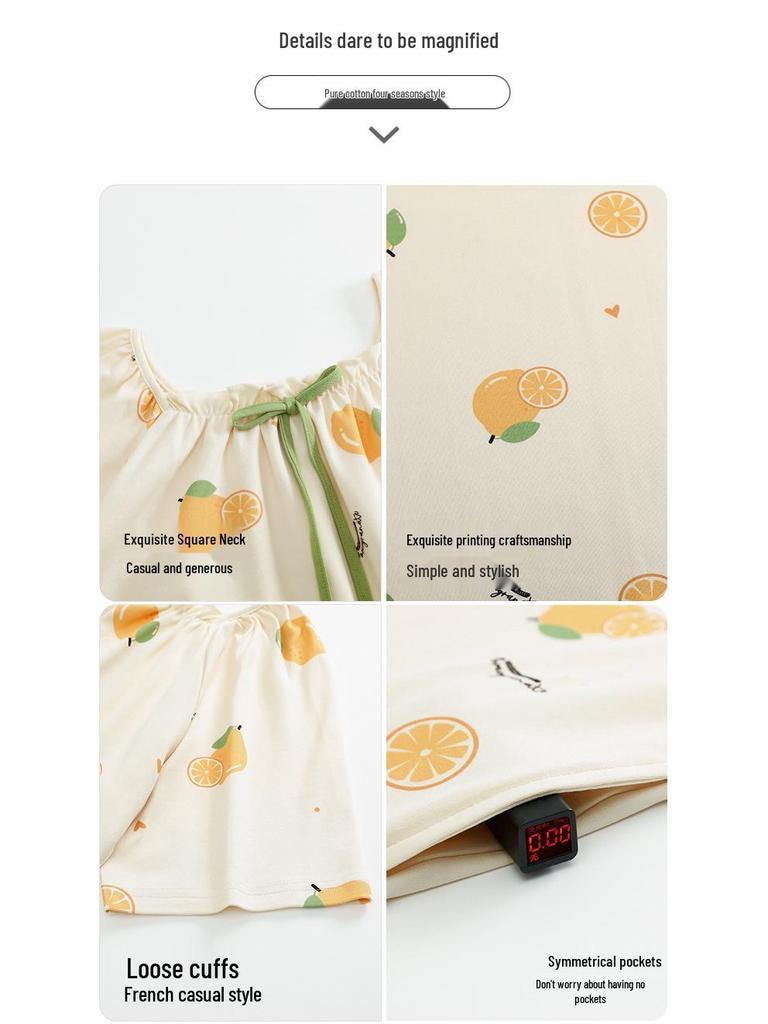 7A Women's Antibacterial Cotton Nightgown, Short Sleeve, Plus Size, Medium Length, Versatile for Outdoor Wear, Sweet Summer Home Dress