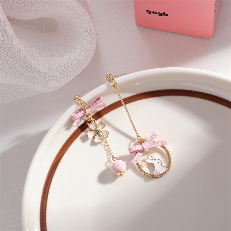 Korean Exquisite Stars Moon Dangle Earrings For Women Cute Kitten Rabbit Flowers Asymmetric Tassel Earring Wedding Jewelry