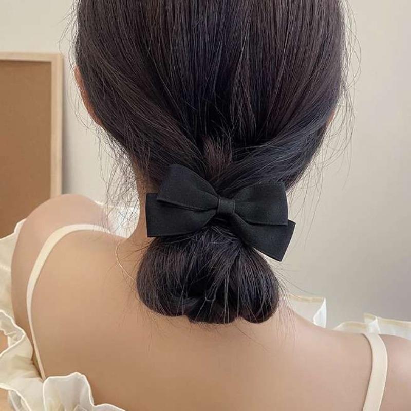 Nouă benzi elastice pentru păr cu fundă coreeană Legături de păr simple, negru, alb, femei, barete elegante, accesorii pentru păr pentru fete