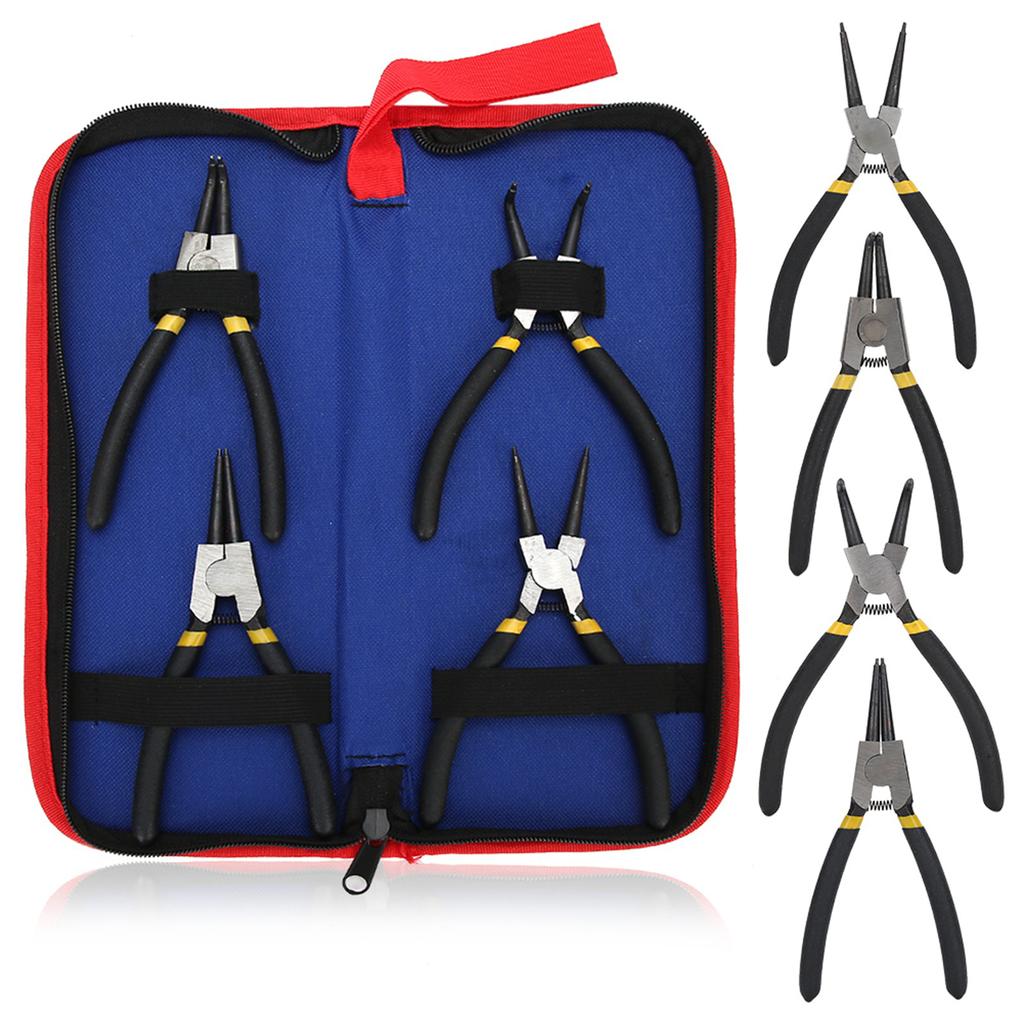 4PCs Circlip Pliers Set Steel Ring Plier Plastic Coated Handle Anti Oxidation Hand Operated