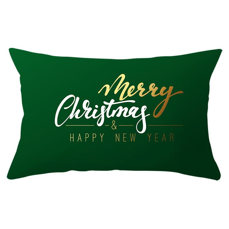 Green Series Christmas Peach Skin Printed Waist Pillowcase Square Sofa Pillowcase Office Pillowcase