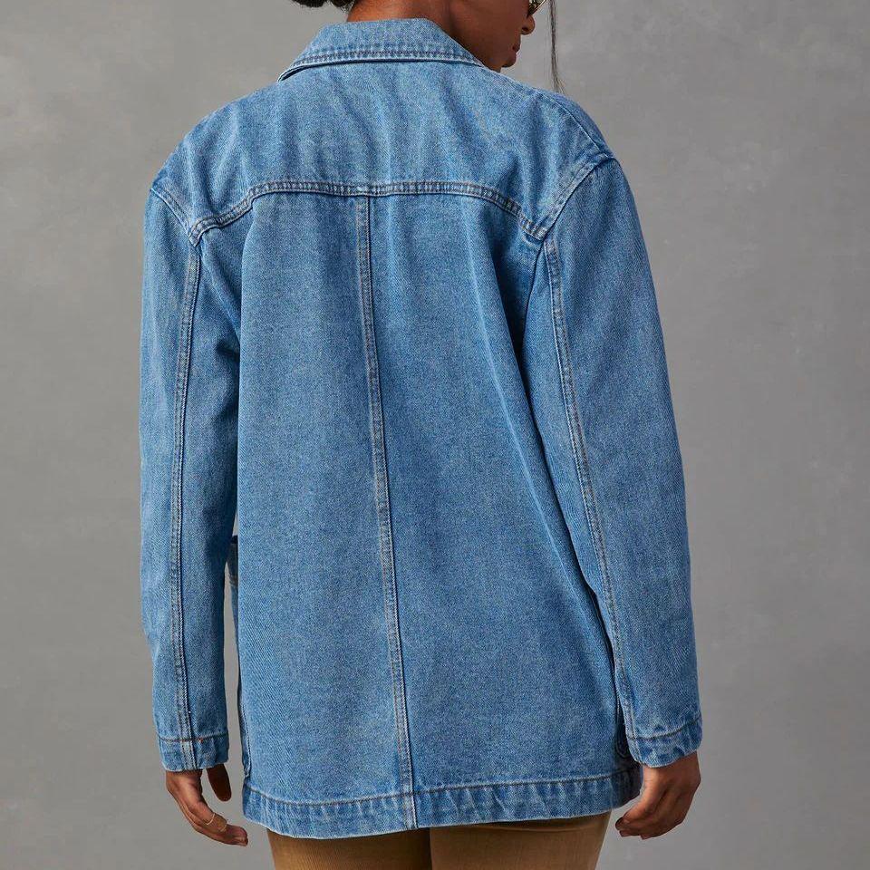 Women's European & American Casual Washed Blue Denim Jacket