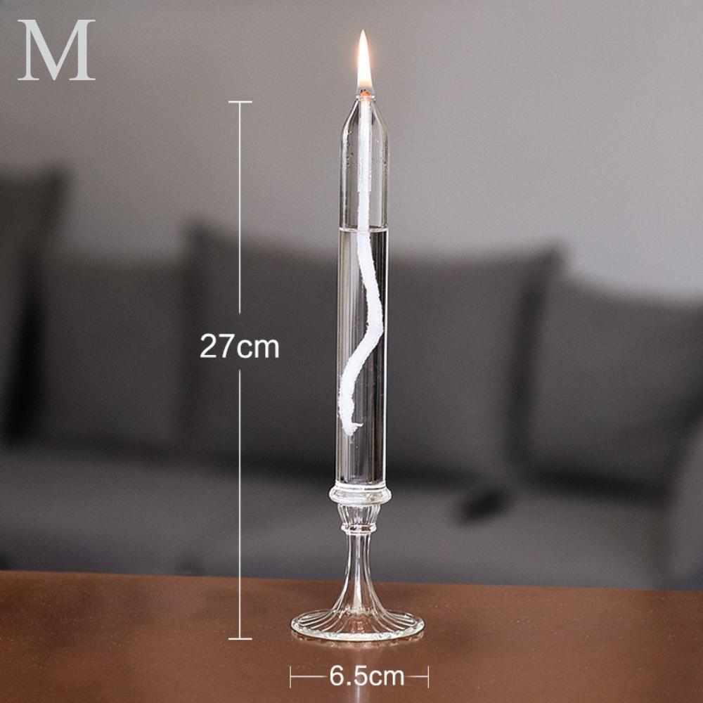 3pcs Transparent Glass Candlestick Lamp Refillable Pillar Candle Oil Lamp Smokeless Creative Romantic Wedding Decoration