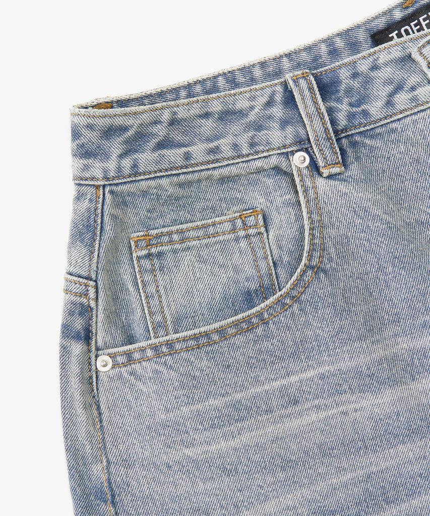TOFFEE Washed Bermuda Denim Pants (Light Blue)