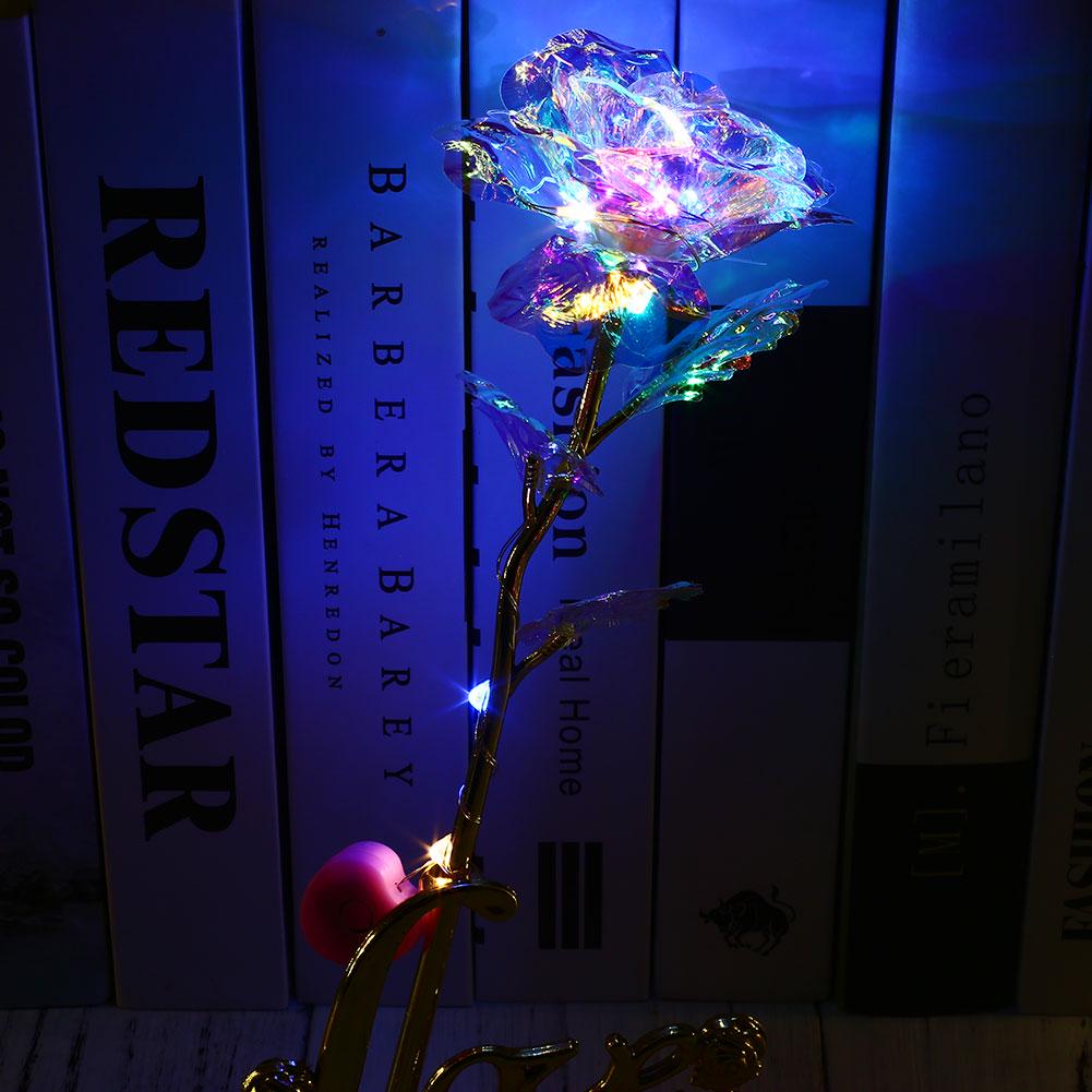 Sztuczny Kryształowy Kwiat ze Światłem na Prezent dla Żony Dziewczyny, DIY Platerowana Róża Rękodzieło Pudełko na Prezenty na Urodziny Rocznicę Dzień Matki