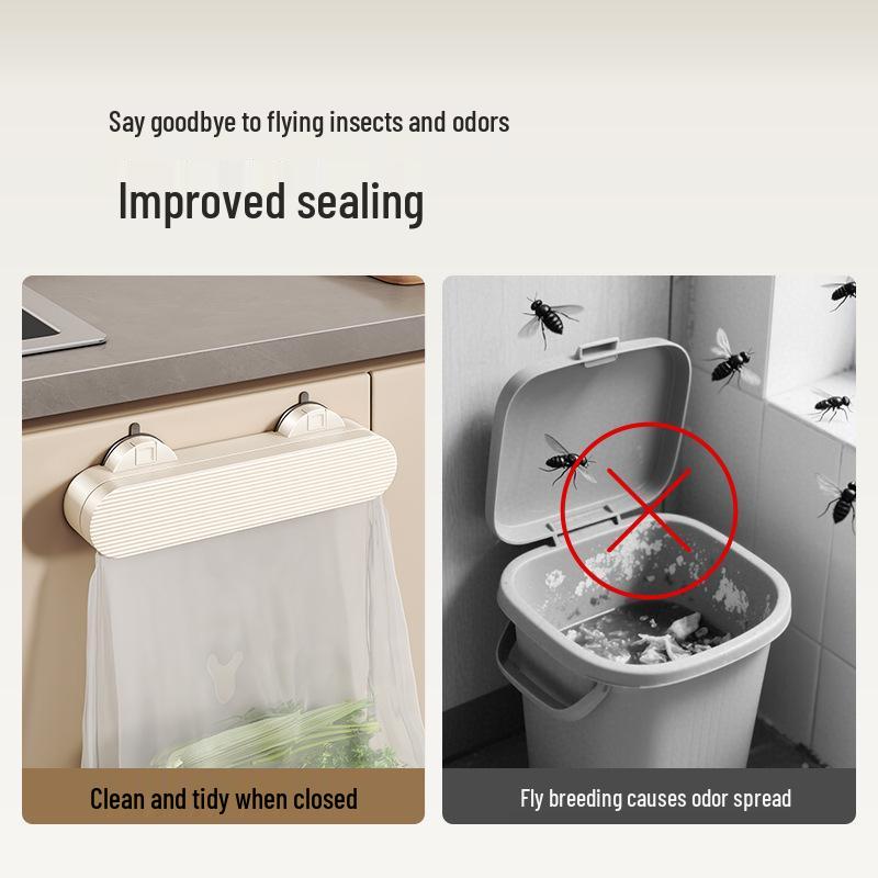 Meirui De Wall-Mount Kitchen & Bathroom Trash Can with Suction Cup and Hanging Rack