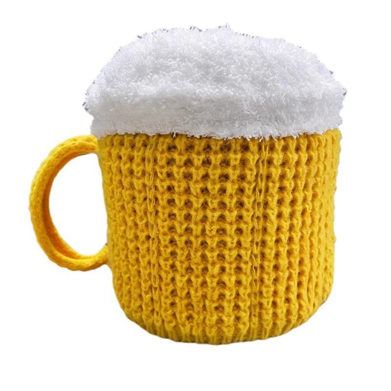 Winter Warm Hat Beer Cup Hats Beanie Unisex Hairline Cap Beer Lovers Ear Warmers for Women Men New Year Presents Fun Gift