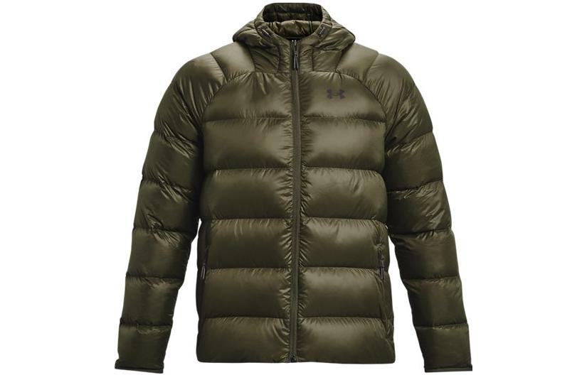 Under Armour Down Jackets Men s Green Hooded Moderate Quilted Down Jacket 1372651-390 M