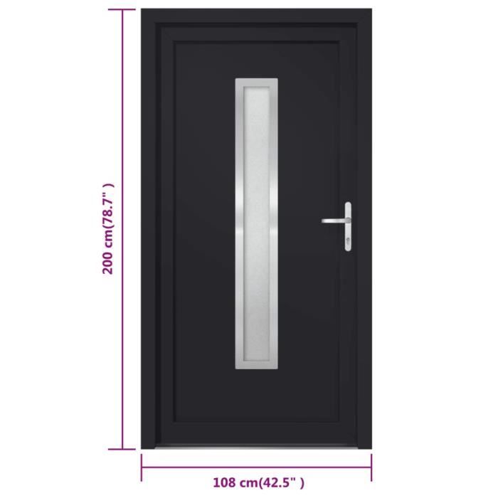 VidaXL Porte d'entrée anthracite 108x200 cm PVC 3187907