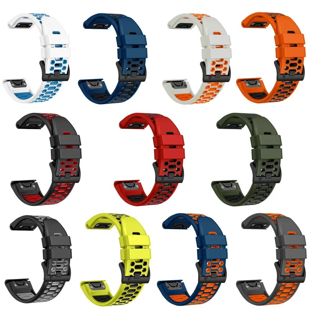 QuickFit 22mm 26mm Prodyšný silikonový řemínek Pro Garmin Fenix 7X 7 6X Pro 5 5X Plus/Epix 2 47mm 51mm Tactix 7 Náramek Řemínek k hodinkám