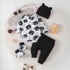 Moda 4 Colori 0-9 Mesi Neonato Orsetto Set Completo 4 Pezzi Autunno Tuta a Manica Lunga+Pantaloni+Cappello+Calzini Tuta Casual per Bambino Vestiti Regalo