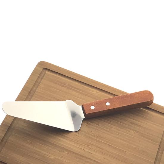Wooden Handle Stainless Steel Cake Pizza Cheese Shovel Scoop Kitchen Baking
